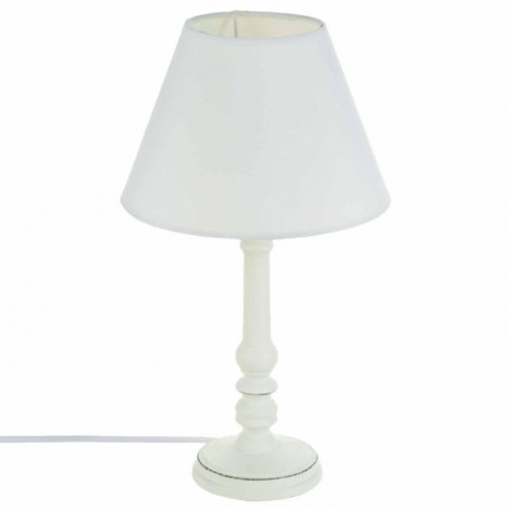 Lampe à Poser en Bois "Leo" 36cm Blanc|Lampes à poser|Paris Prix