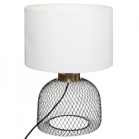 Lampe à Poser Grillage "Emie" 38cm Noir & Blanc|Lampes à poser|Paris Prix
