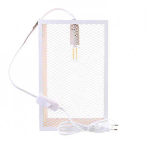 Lampe à Poser Bois & Métal "Cadre" 29cm Blanc & Naturel|Lampes à poser|Paris Prix