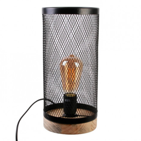 Lampe à Poser Cylindrique "Grille" 33cm Noir|Lampes à poser|Paris Prix