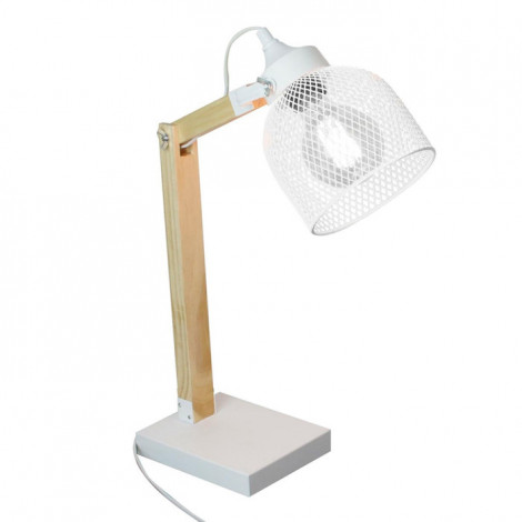 Lampe de Bureau Articulée "Grille" 38cm Naturel & Blanc|Lampes à poser|Paris Prix