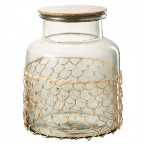 Bocal de Conservation "Tricot" 28cm Transparent & Naturel|Boites de Rangement|Paris Prix