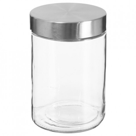 Bocal en Verre "Guy" 1,2L Transparent & Argent|Boites de Rangement|Paris Prix