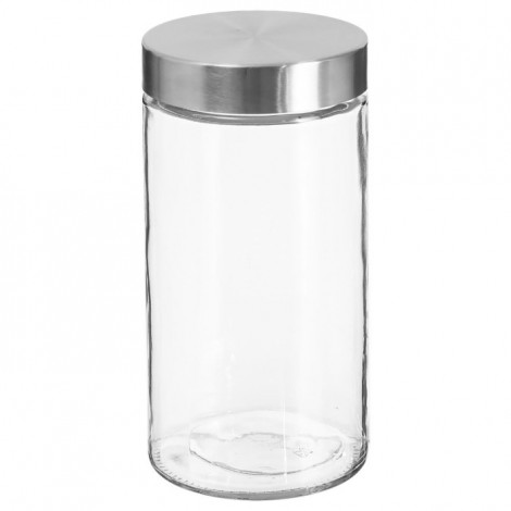Bocal en Verre "Guy" 1,7L Transparent & Argent|Boites de Rangement|Paris Prix