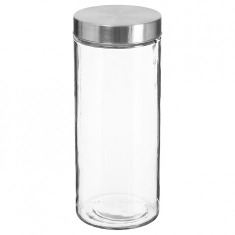 Bocal en Verre "Guy" 2L Transparent & Argent|Boites de Rangement|Paris Prix