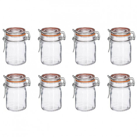 Lot de 8 Pots en Verre "Hermétique" 15cL Transparent|Boites de Rangement|Paris Prix