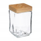 Bocal Carré Verre & Pin "Nyna" 1,25L Transparent|Boites de Rangement|Paris Prix
