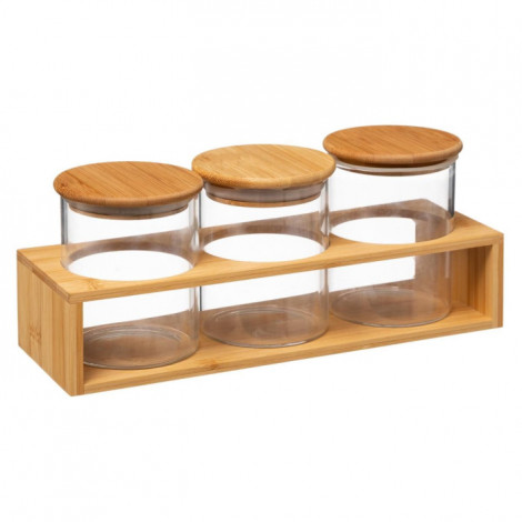 Lot de 3 Bocaux en Verre "Bambou" 0,47L Naturel|Boites de Rangement|Paris Prix
