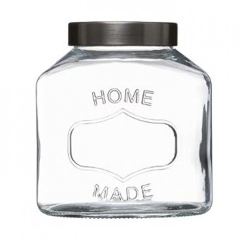 Bocal en Verre "Ovale "Inox" 1L Transparent|Boites de Rangement|Paris Prix