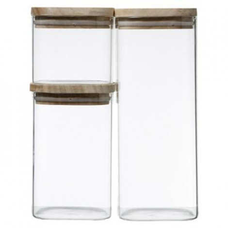 Lot de 3 Bocaux "Empilables" 24cm Transparent|Boites de Rangement|Paris Prix