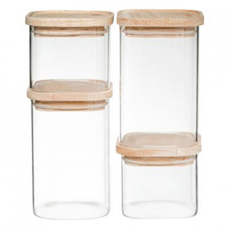 Lot de 4 Bocaux "Empilables" 15cm Transparent|Boites de Rangement|Paris Prix