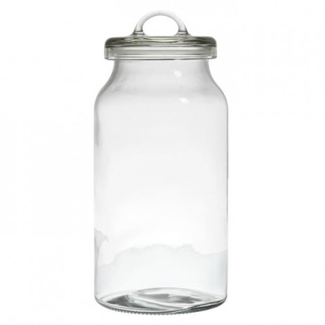 Bocal Rond en Verre "Couvercle" 2,7L Transparent|Boites de Rangement|Paris Prix