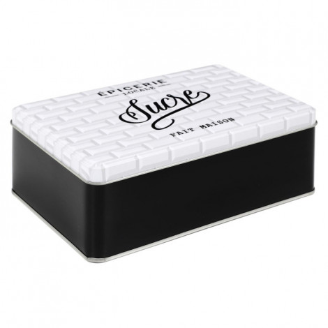 Boîte à Sucre en Métal "Brooklyn" 20cm Blanc & Noir|Boites de Rangement|Paris Prix