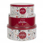 Lot de 3 Boîtes en Métal "Mes Petites Gourmandises" 25cm Rouge|Boites de Rangement|Paris Prix