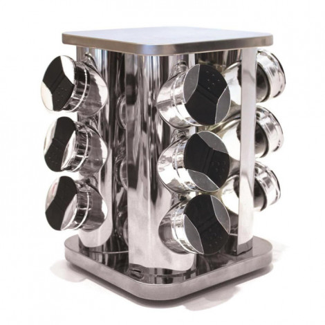 Carrousel à Épices "9 Pots en Verre" 23cm Argent|Boites de Rangement|Paris Prix
