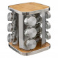 Rack 12 Épices Rotatif "Bambou" 23cm Naturel & Argent|Boites de Rangement|Paris Prix