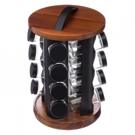Présentoir à Epices Rotatif "Acacia" 16 Pots Naturel|Boites de Rangement|Paris Prix