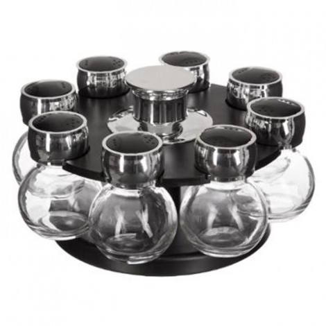 Présentoir à Épices Rotatif "Fioles" 8 Pots Noir|Boites de Rangement|Paris Prix
