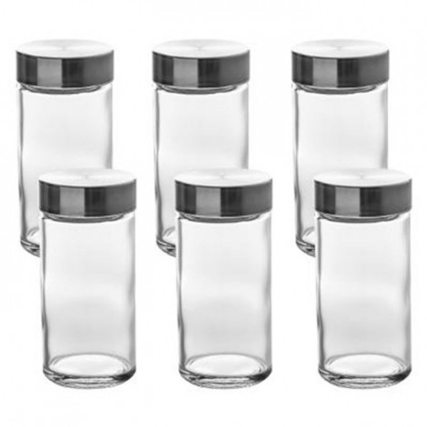 Lot de 6 Pots à Épices "Straight" 9cm Transparent|Boites de Rangement|Paris Prix