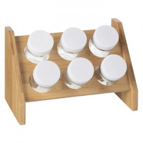Présentoir à Épices 6 Pots "Bambou" 21cm Naturel|Boites de Rangement|Paris Prix