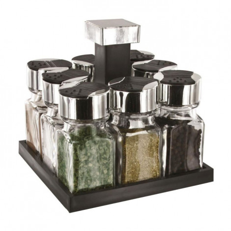 Carrousel Carré à Épices "8 Pots" 9cm Noir|Boites de Rangement|Paris Prix