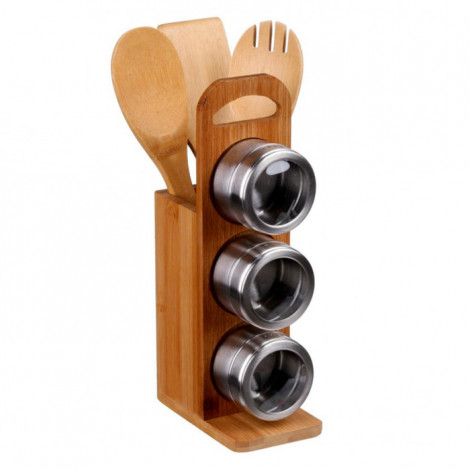 Lot de 3 Ustensiles & Pots à Epices "Bambou" 31cm Naturel|Boites de Rangement|Paris Prix