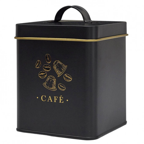 Boîte à Café en Métal "Lounge" 19cm Noir|Boites de Rangement|Paris Prix