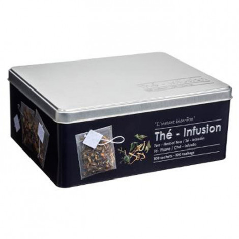 Boîte à Thé & Infusion en Sachet "Relief II" 21cm Noir|Boites de Rangement|Paris Prix