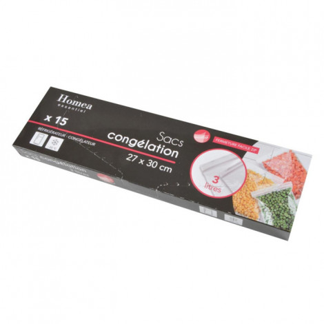 Lot de 15 Sacs de Congélation "Zip" 3L Transparent|Conservation|Paris Prix