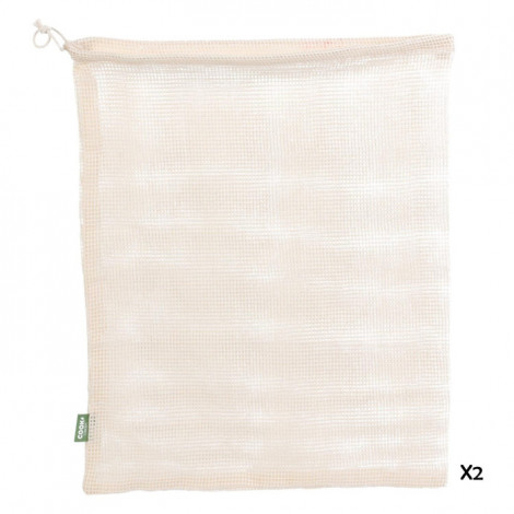 Lot de 2 Sacs Coton "Fruits Légumes" 38cm Blanc|Conservation|Paris Prix