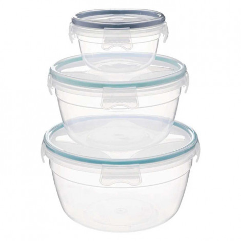 Lot de 3 Boîtes de Conservation Rondes "Clipeat" 18cm Bleu|Conservation|Paris Prix
