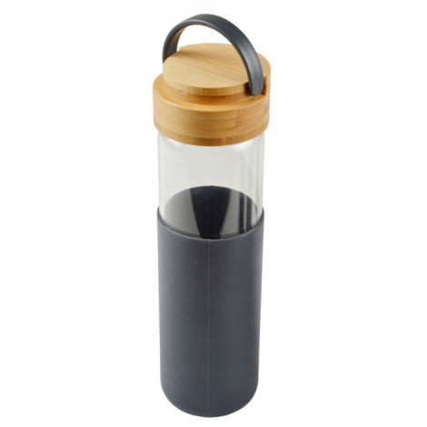 Gourde Bouteille en Verre "Silicone" 0,6L Anthracite|Conservation|Paris Prix