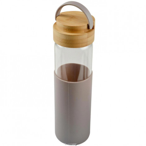 Gourde Bouteille en Verre "Silicone" 0,6L Taupe|Conservation|Paris Prix