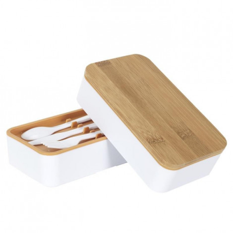 Lunch Box 2 Niveaux "Effet Bambou" 18cm Blanc|Conservation|Paris Prix