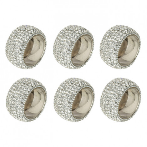 Lot de 6 Ronds de Serviette "Diamant" 6cm Argent|Equipement de Cuisine|Paris Prix
