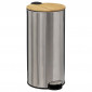 Poubelle en Métal & Bambou "Natureo" 30L Argent|Equipement de Cuisine|Paris Prix
