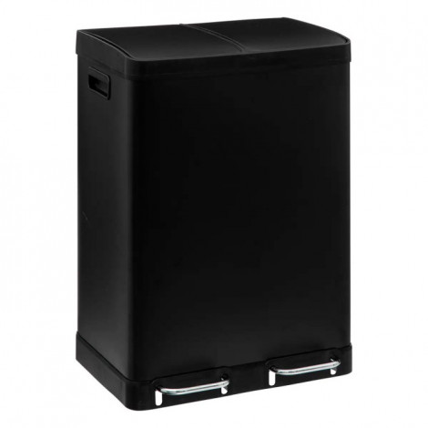 Poubelle de Tri 2 Bacs en Métal "Ariane" 30L Noir|Equipement de Cuisine|Paris Prix