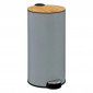 Poubelle en Métal & Bambou "Natureo" 30L Gris|Equipement de Cuisine|Paris Prix