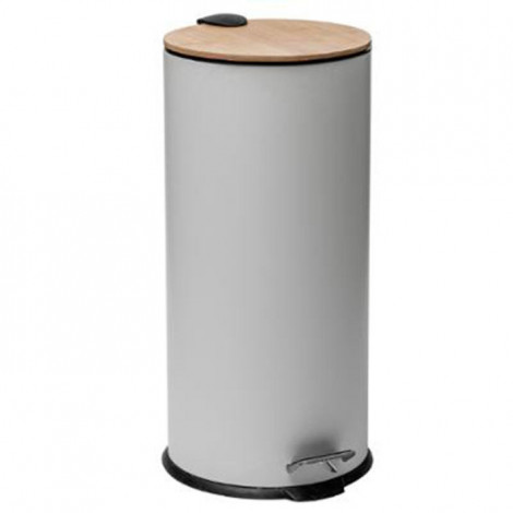 Poubelle en Métal & Bambou "Natureo" 30L Blanc|Equipement de Cuisine|Paris Prix