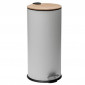Poubelle en Métal & Bambou "Natureo" 30L Blanc|Equipement de Cuisine|Paris Prix