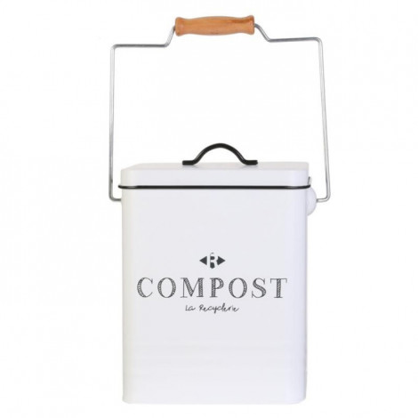 Poubelle en Métal "Compostage" 25cm Blanc|Equipement de Cuisine|Paris Prix
