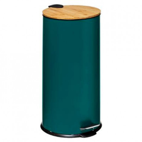 Poubelle en Métal & Bambou "Natureo" 30L Pétrole|Equipement de Cuisine|Paris Prix