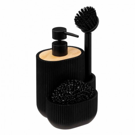 Distributeur de Savon & 2 Accessoires "Blackwood" 18cm Noir|Equipement de Cuisine|Paris Prix