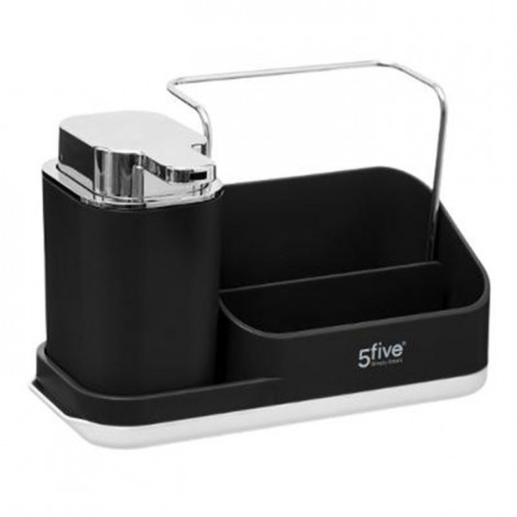 Distributeur de Savon & Organisateur d'Évier "Néo" 21cm Noir|Equipement de Cuisine|Paris Prix