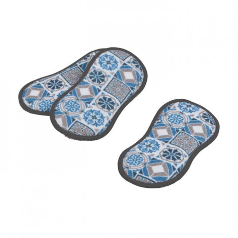 Lot de 3 Éponges "Carreaux de Ciment" 18cm Bleu|Entretien de la Maison|Paris Prix