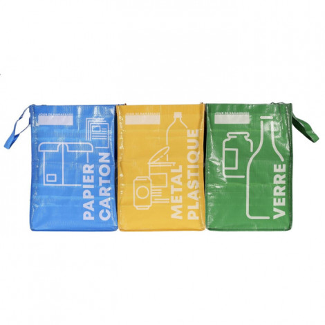 Lot de 3 Sacs de Tri "Lavable" 40cm Multicolore|Entretien de la Maison|Paris Prix