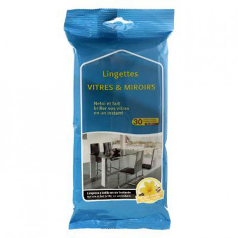 Lot de 30 Lingettes "Vitres & Miroirs" 20cm Blanc|Entretien de la Maison|Paris Prix