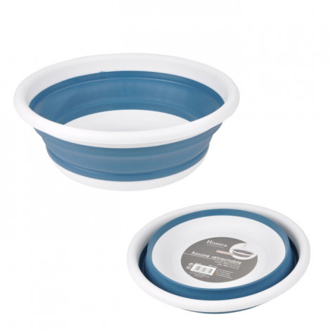Bassine en Silicone "Rétractable" 9L Blanc & Bleu Paon|Entretien de la Maison|Paris Prix
