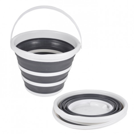 Seau en Silicone "Rétractable" 10L Blanc & Anthracite|Entretien de la Maison|Paris Prix