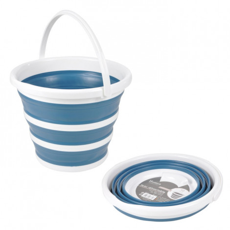 Seau en Silicone "Rétractable" 10L Blanc & Bleu Paon|Entretien de la Maison|Paris Prix